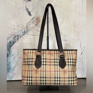 Burberry Haymarket Check Regent Tote Medium Nova Plaid Canvas Leather Trim Bag